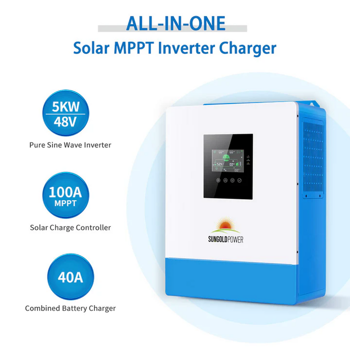 SunGoldPower Off-Grid Solar Kit 5000W 48VDC 120V 10.24kwh Powerwall Lithium Battery 6 X 370 Watts Solar Panels - SGM-5K10M