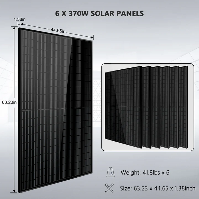 SunGoldPower Off-Grid Solar Kit 5000W 48VDC 120V 10.24kwh Powerwall Lithium Battery 6 X 370 Watts Solar Panels - SGM-5K10M