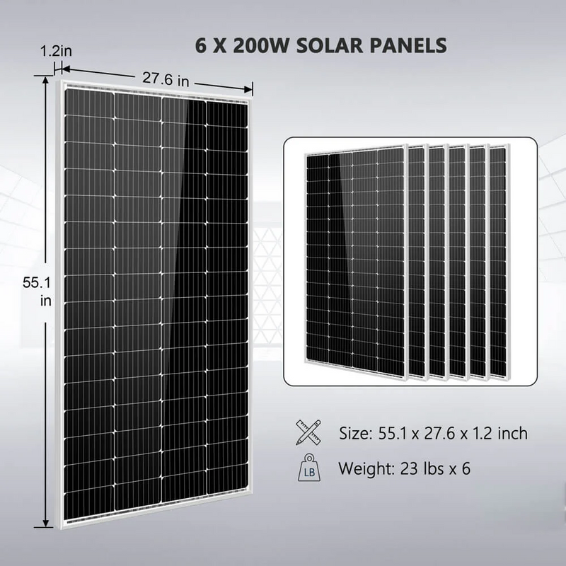 SunGoldPower Off-Grid Solar Kit 5000W 48VDC 120V 5.12kwh Powerwall Battery 6 X 200 Watts Solar Panels - SGM-5K5E