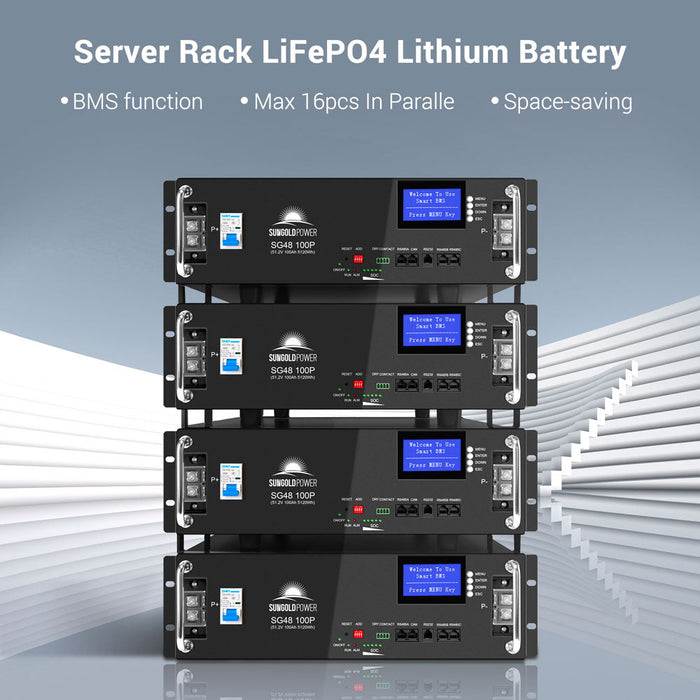 SunGoldPower 48V 100AH Server Rack LiFePO4 Lithium Battery SG48100P