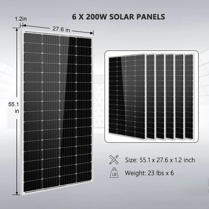 SunGoldPower Off Grid Solar Kit 4000W Inverter 12VDC 120V/240V LIFEPO4 Battery 1200 Watt Solar Back Up - SGK-PR4S