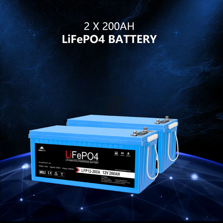 SunGoldPower Off Grid Solar Kit 4000W Inverter 12VDC 120V/240V LIFEPO4 Battery 1200 Watt Solar Back Up - SGK-PR4S