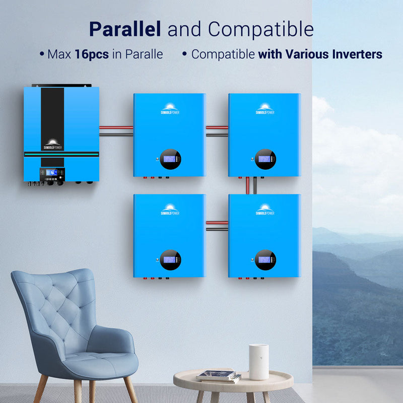 SunGoldPower 5.12kWh Powerwall LiFePO4 Lithium Battery SG48100M