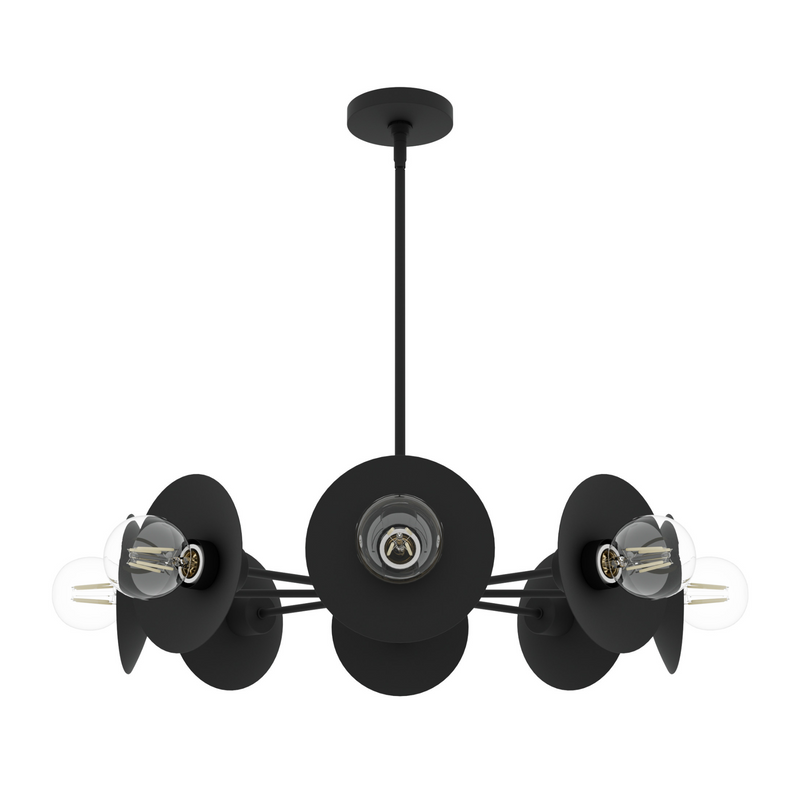 Hunter Fernando Flat Matte Black 8 Light Chandelier Ceiling Light Fixture - Jasmine Roth Collection
