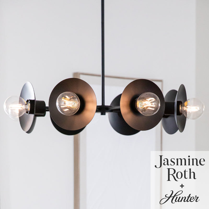 Hunter Fernando Flat Matte Black 8 Light Chandelier Ceiling Light Fixture - Jasmine Roth Collection