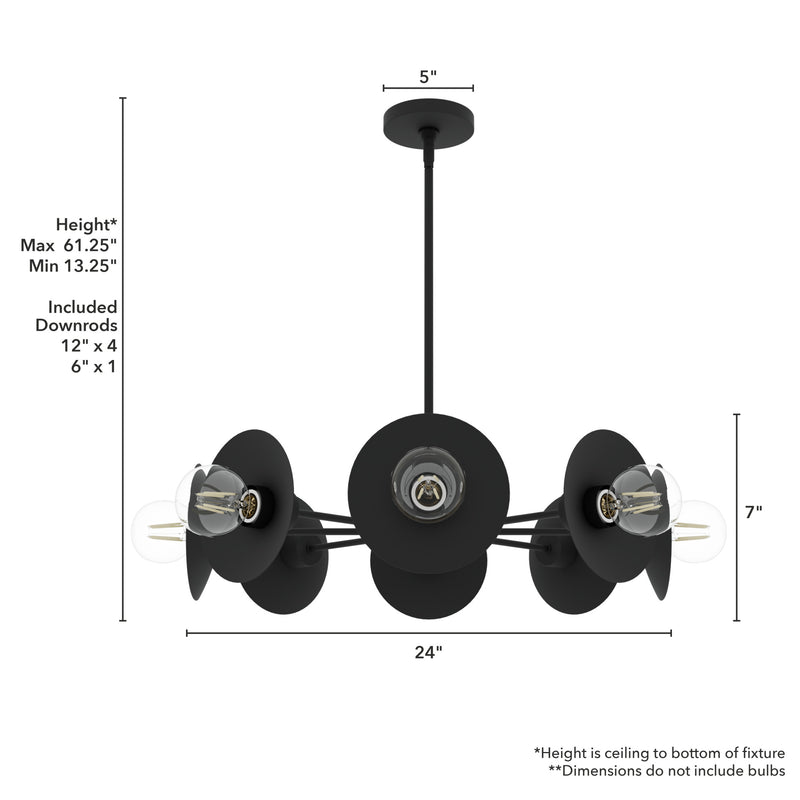Hunter Fernando Flat Matte Black 8 Light Chandelier Ceiling Light Fixture - Jasmine Roth Collection