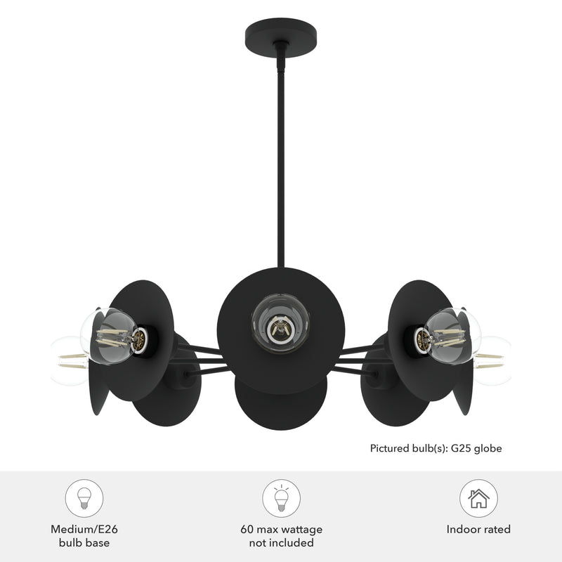 Hunter Fernando Flat Matte Black 8 Light Chandelier Ceiling Light Fixture - Jasmine Roth Collection