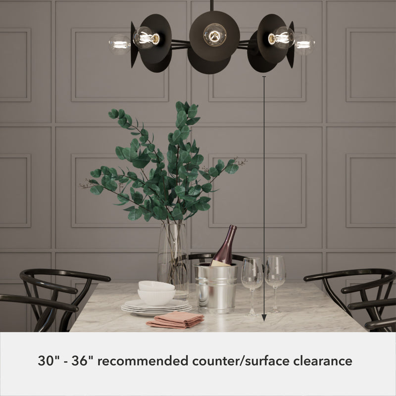 Hunter Fernando Flat Matte Black 8 Light Chandelier Ceiling Light Fixture - Jasmine Roth Collection