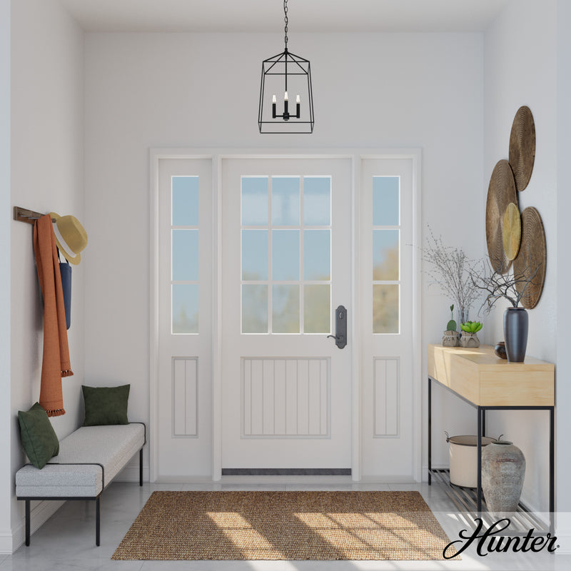 Hunter Fair Oaks Flat Matte Black 4 Light Pendant Ceiling Light Fixture - Jasmine Roth Collection