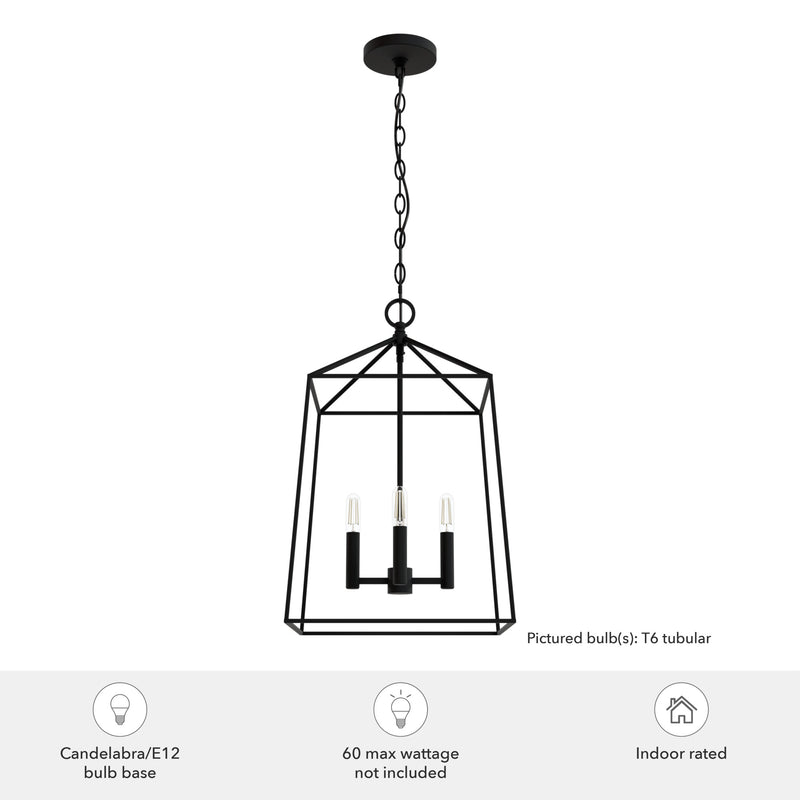 Hunter Fair Oaks Flat Matte Black 4 Light Pendant Ceiling Light Fixture - Jasmine Roth Collection