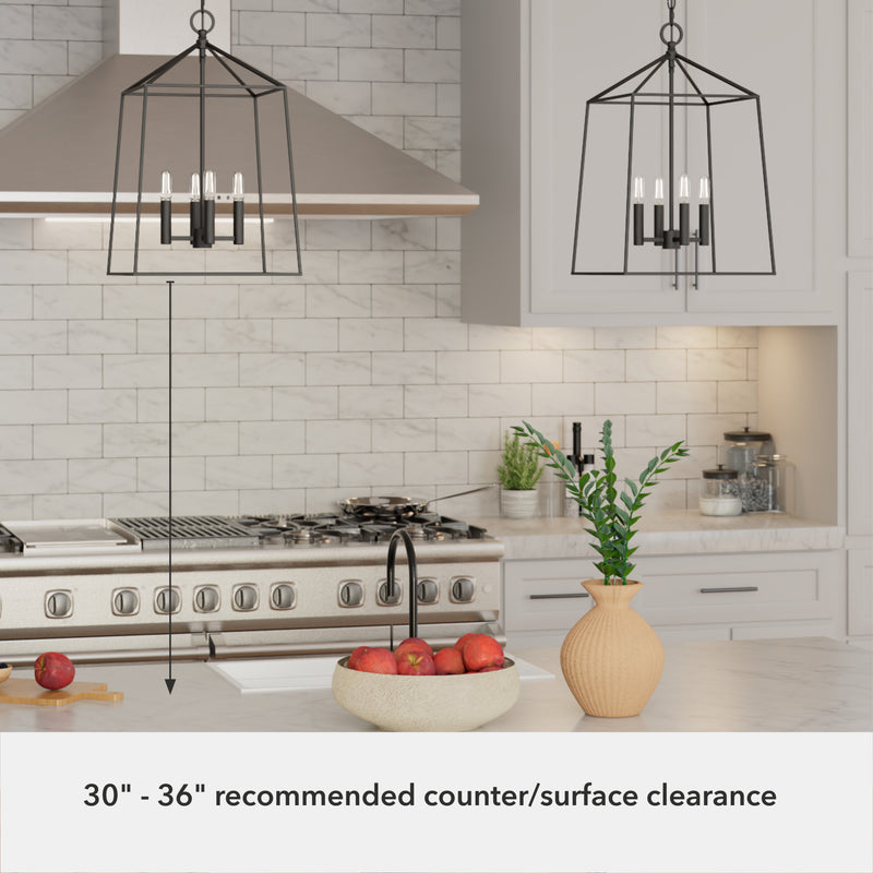 Hunter Fair Oaks Flat Matte Black 4 Light Pendant Ceiling Light Fixture - Jasmine Roth Collection