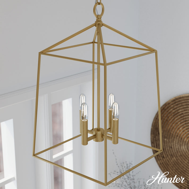 Hunter Fair Oaks Luxe Gold 4 Light Pendant Ceiling Light Fixture - Jasmine Roth Collection