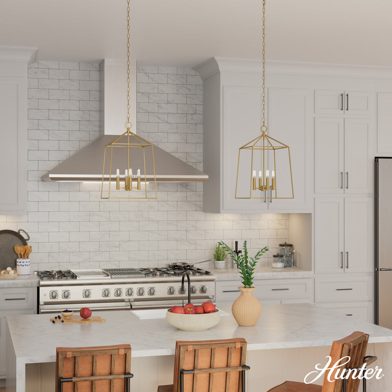 Hunter Fair Oaks Luxe Gold 4 Light Pendant Ceiling Light Fixture - Jasmine Roth Collection