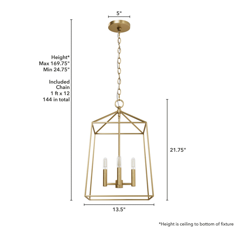 Hunter Fair Oaks Luxe Gold 4 Light Pendant Ceiling Light Fixture - Jasmine Roth Collection