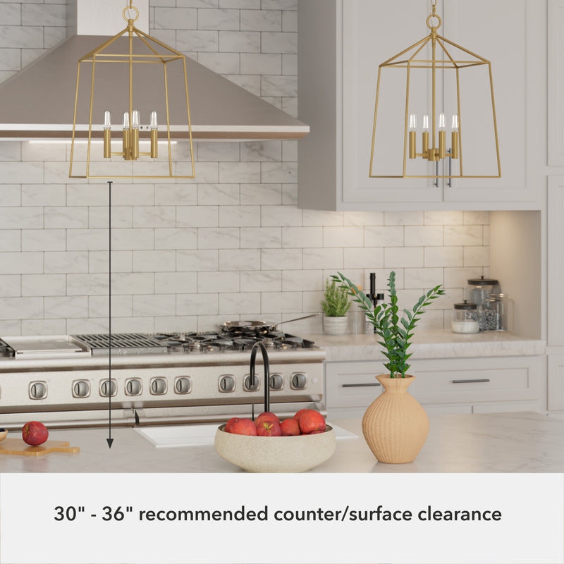 Hunter Fair Oaks Luxe Gold 4 Light Pendant Ceiling Light Fixture - Jasmine Roth Collection