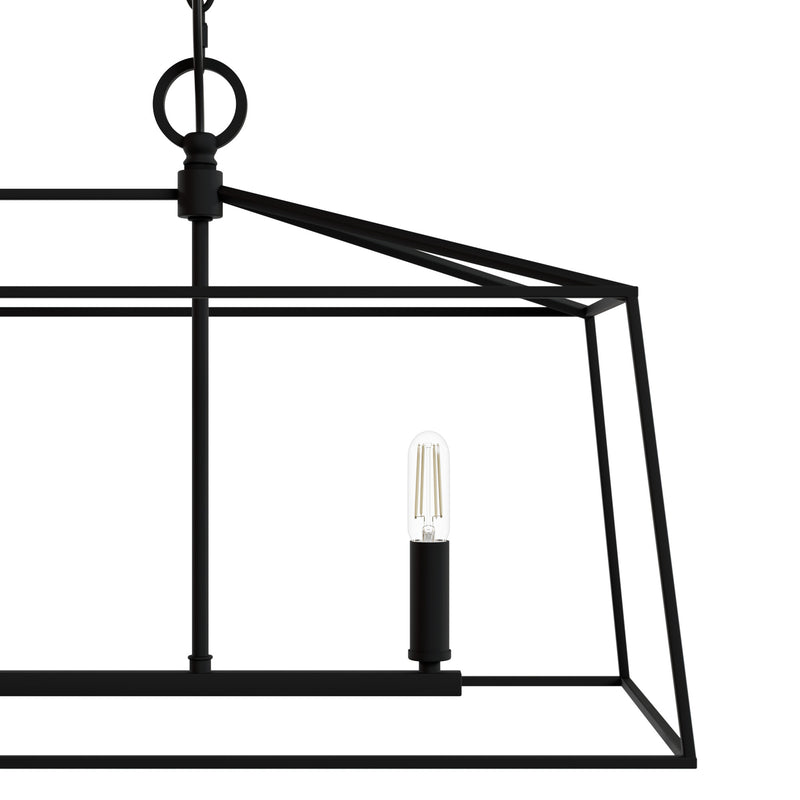 Hunter Fair Oaks Flat Matte Black 4 Light Chandelier Ceiling Light Fixture - Jasmine Roth Collection