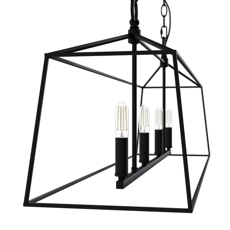Hunter Fair Oaks Flat Matte Black 4 Light Chandelier Ceiling Light Fixture - Jasmine Roth Collection