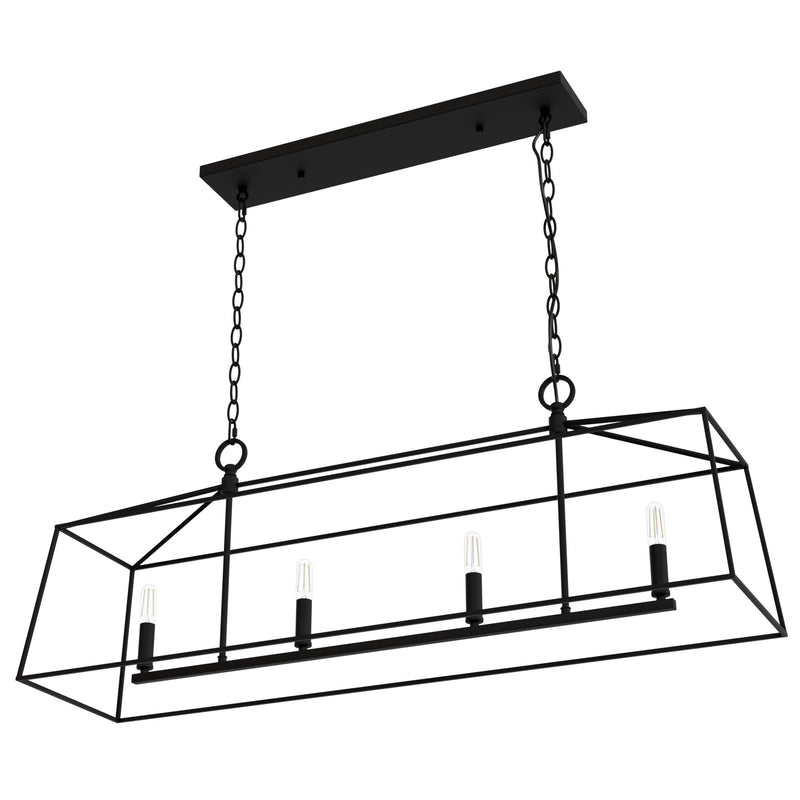 Hunter Fair Oaks Flat Matte Black 4 Light Chandelier Ceiling Light Fixture - Jasmine Roth Collection