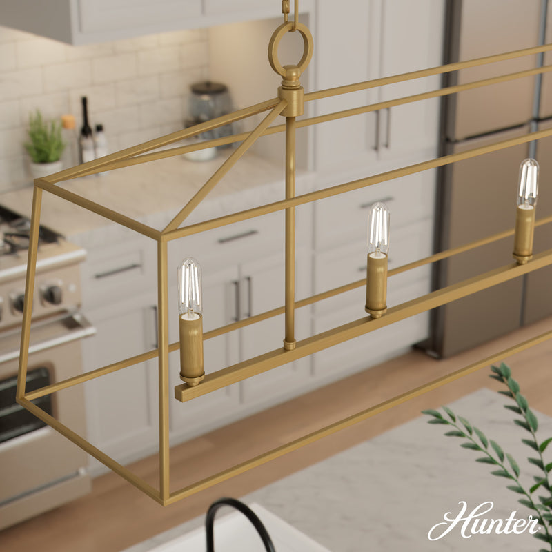 Hunter Fair Oaks Luxe Gold 4 Light Chandelier Ceiling Light Fixture - Jasmine Roth Collection