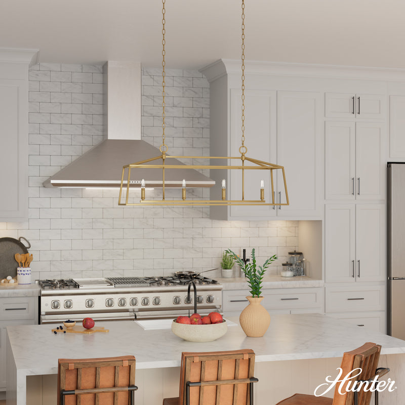 Hunter Fair Oaks Luxe Gold 4 Light Chandelier Ceiling Light Fixture - Jasmine Roth Collection