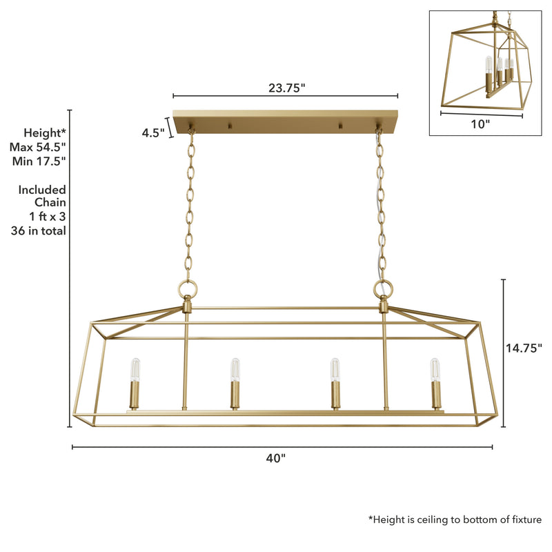 Hunter Fair Oaks Luxe Gold 4 Light Chandelier Ceiling Light Fixture - Jasmine Roth Collection