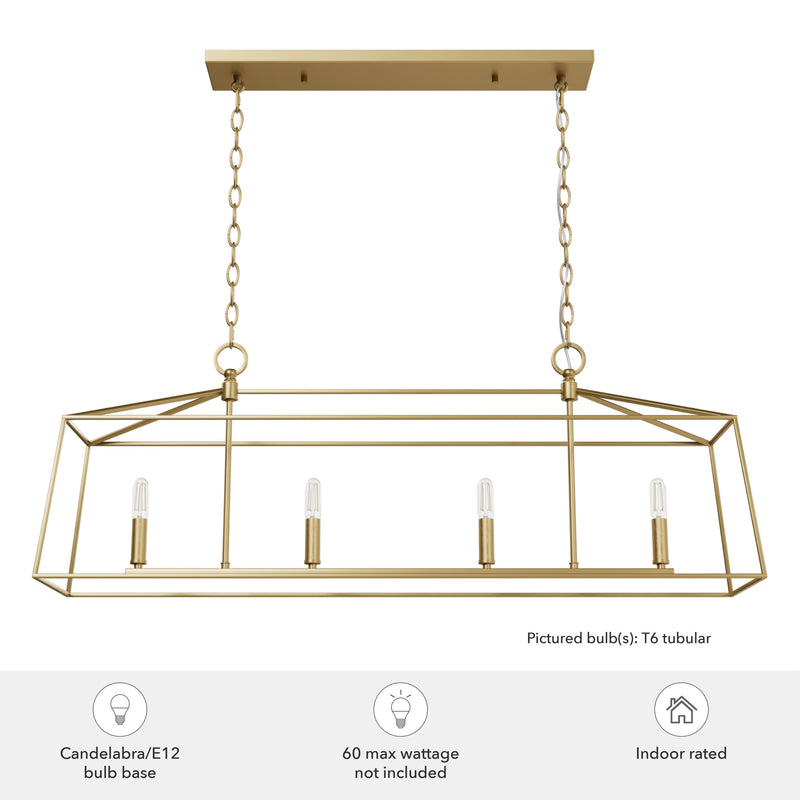 Hunter Fair Oaks Luxe Gold 4 Light Chandelier Ceiling Light Fixture - Jasmine Roth Collection