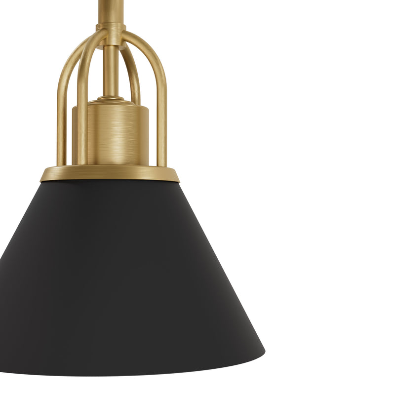 Hunter Carrington Isle Flat Matte Black and Luxe Gold 1 Light Mini Pendant Ceiling Light Fixture - Jasmine Roth Collection
