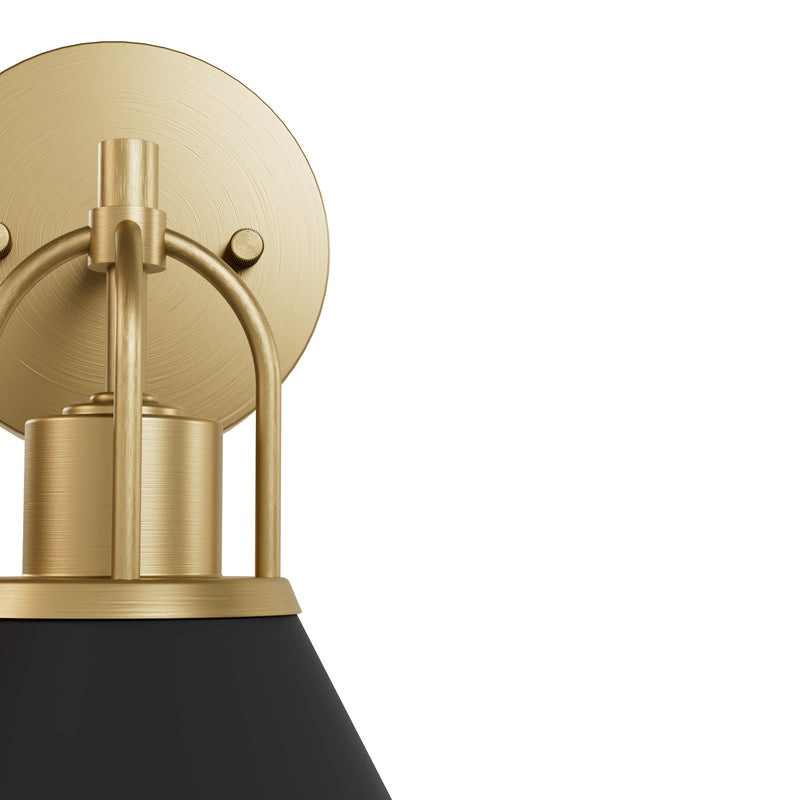Hunter Carrington Isle Flat Matte Black and Luxe Gold 1 Light Sconce Wall Light Fixture - Jasmine Roth Collection