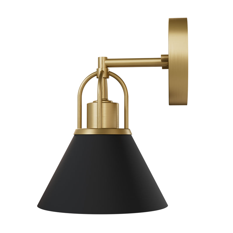 Hunter Carrington Isle Flat Matte Black and Luxe Gold 1 Light Sconce Wall Light Fixture - Jasmine Roth Collection