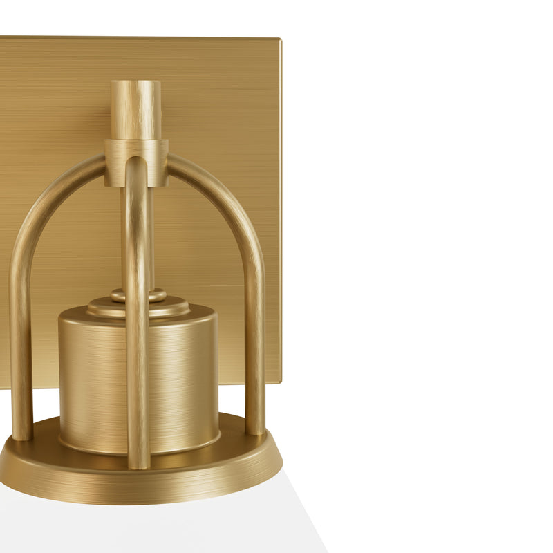 Hunter Carrington Isle Luxe Gold with Cased White Glass Glass 3 Light Bathroom Vanity Wall Light Fixture - Jasmine Roth Collection