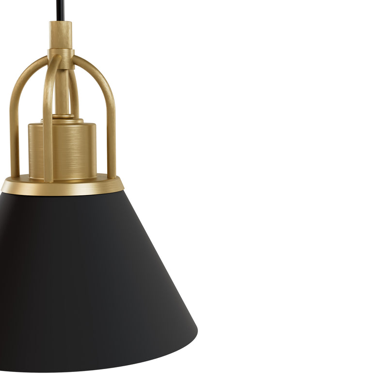 Hunter Carrington Isle Luxe Gold and Flat Matte Black 3 Light Pendant Cluster Ceiling Light Fixture - Jasmine Roth Collection