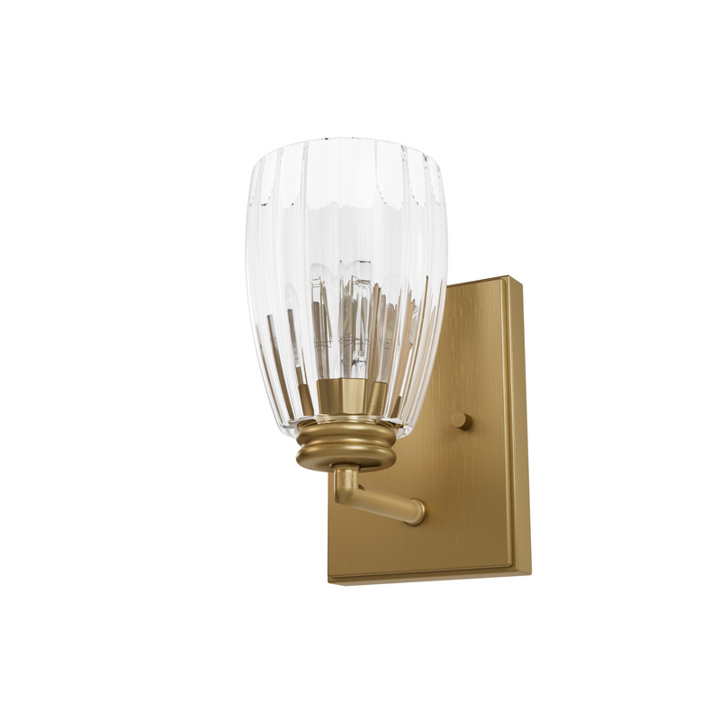 Hunter Rossmoor Luxe Gold with Clear Glass 3 Light Bathroom Vanity Wall Light Fixture - Jasmine Roth Collection