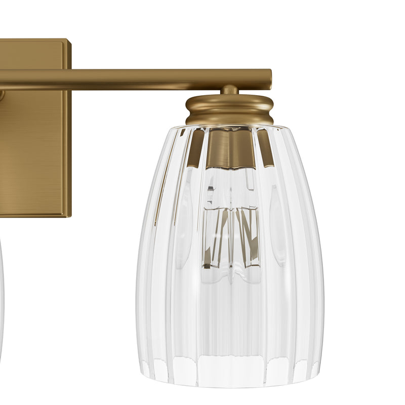 Hunter Rossmoor Luxe Gold with Clear Glass 3 Light Bathroom Vanity Wall Light Fixture - Jasmine Roth Collection