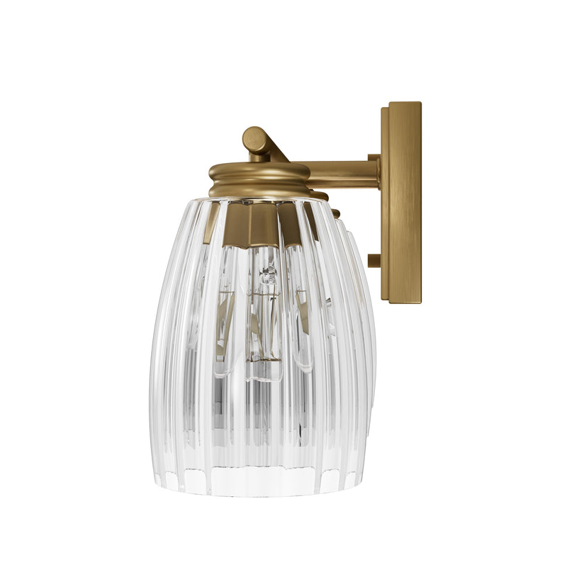 Hunter Rossmoor Luxe Gold with Clear Glass 3 Light Bathroom Vanity Wall Light Fixture - Jasmine Roth Collection