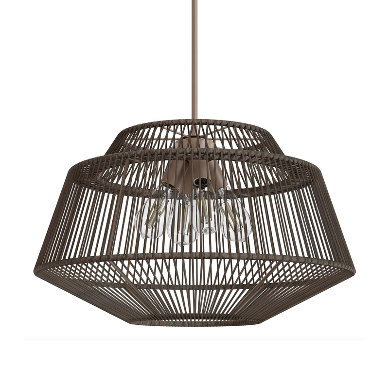 Hunter Brookhollow Sable Rattan and Sable 4 Light Pendant Ceiling Light Fixture - Jasmine Roth Collection