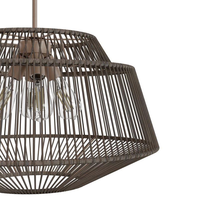 Hunter Brookhollow Sable Rattan and Sable 4 Light Pendant Ceiling Light Fixture - Jasmine Roth Collection