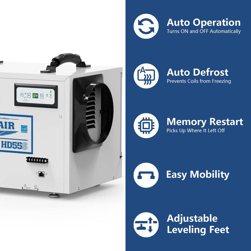 AlorAir Sentinel HD55S Dehumidifier – 55 PPD for Crawl Spaces & Basements
