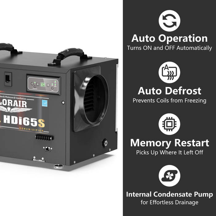 AlorAir Sentinel HDi65S 120 PPD | 55 PPD AHAM Crawl Space & Basement Dehumidifier