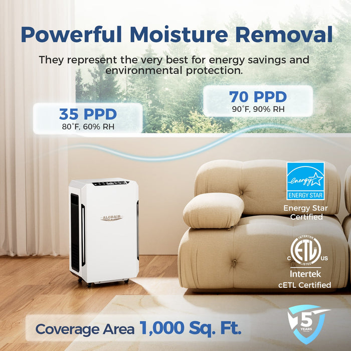Alorair Sentinel Pro 35X Dehumidifier, 70 PPD Commercial & Industrial Dehumidifier with Pump