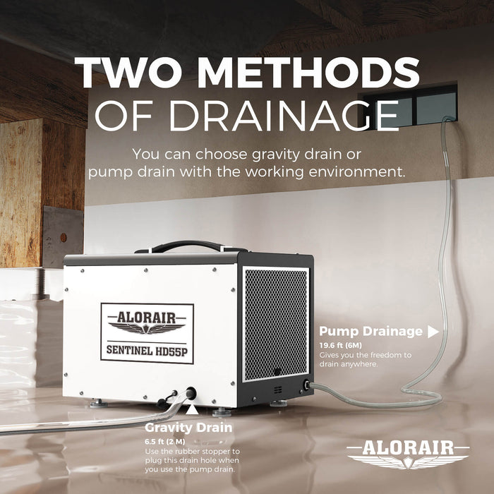 AlorAir Sentinel HD55P 120 PPD Crawl Space Dehumidifier with Pump & Drain Hose