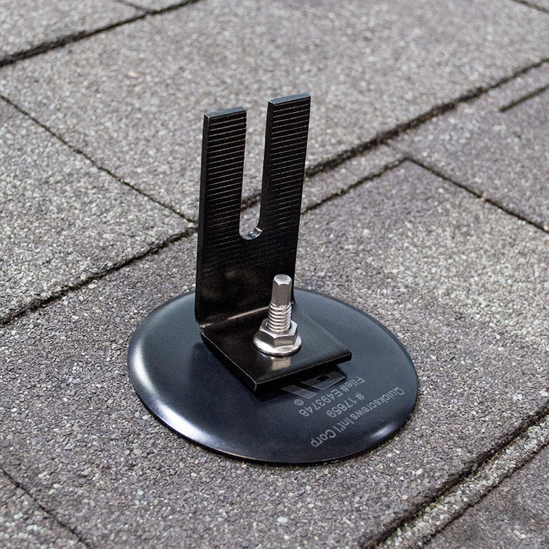QuickBOLT Multi Roof Mount Kit -  QB1 Low Profile with 3" Microflashing & Stainless Steel Low Profile Black Split Top L-Foot & Flange Nuts - 17821