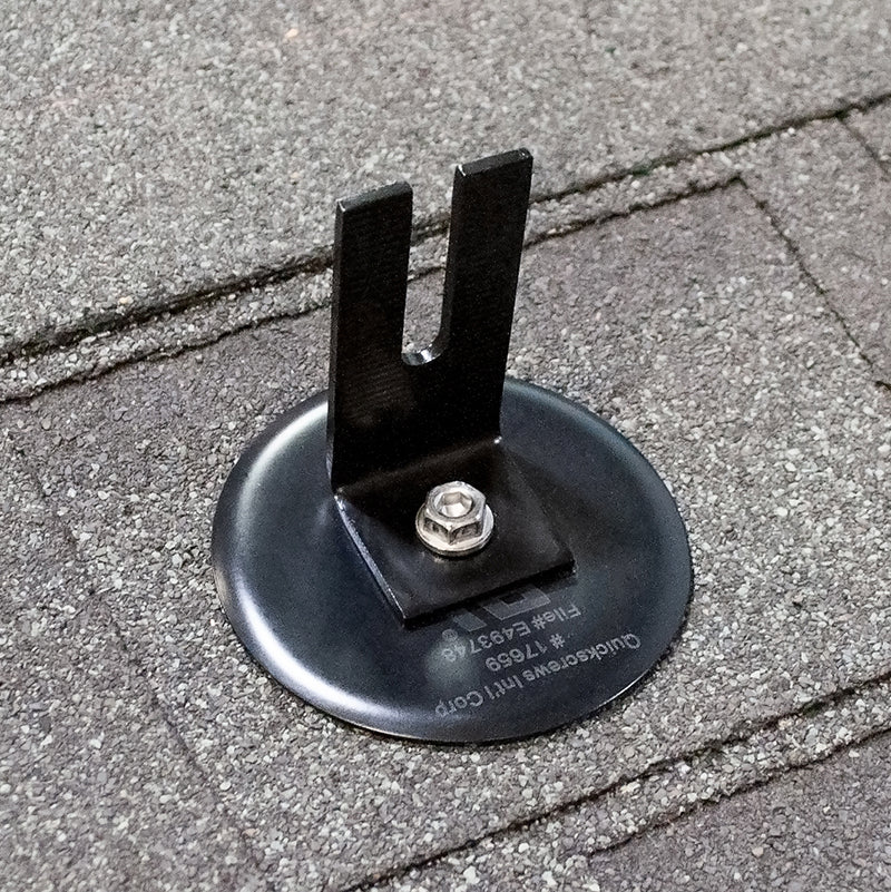 QuickBOLT Multi Roof Mount -  QB2 Kit with 4" Microflashing and Stainless Steel Low Profile Black Split Top L-Foot - 17963
