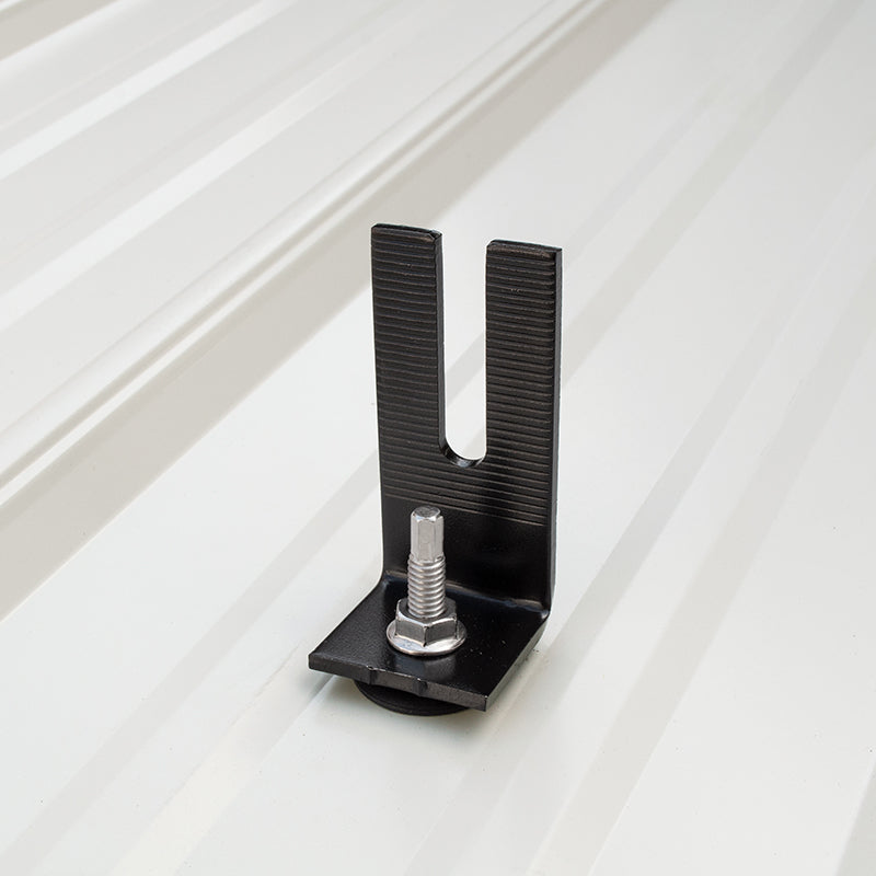 QuickBOLT Metal Roof Mount Kit - 5/16" QuickBOLT1 with 25MM Umbrella Washer - Black Split Top L-Foot - Nut - 17964
