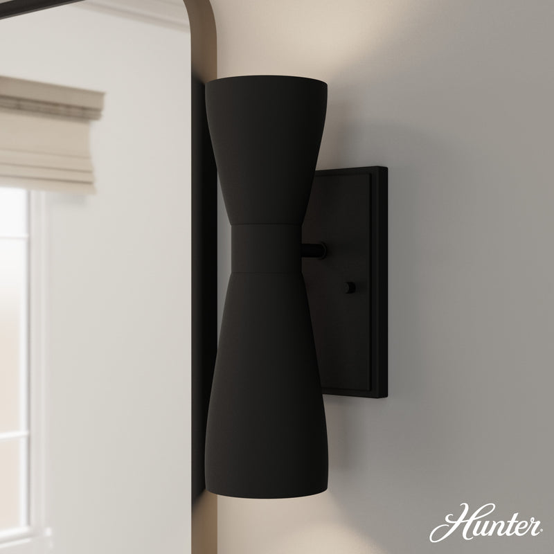 Hunter Zola Flat Matte Black 2 Light Sconce Wall Light Fixture - Jasmine Roth Collection