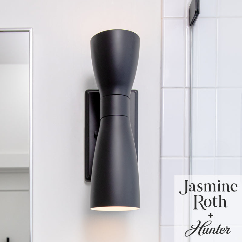 Hunter Zola Flat Matte Black 2 Light Sconce Wall Light Fixture - Jasmine Roth Collection