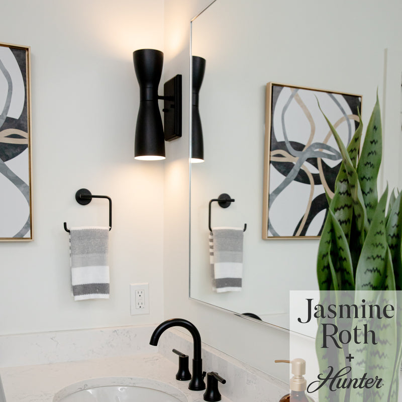 Hunter Zola Flat Matte Black 2 Light Sconce Wall Light Fixture - Jasmine Roth Collection