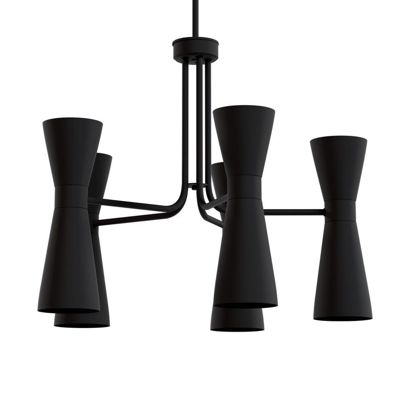 Hunter Zola Flat Matte Black 10 Light Chandelier Ceiling Light Fixture - Jasmine Roth Collection
