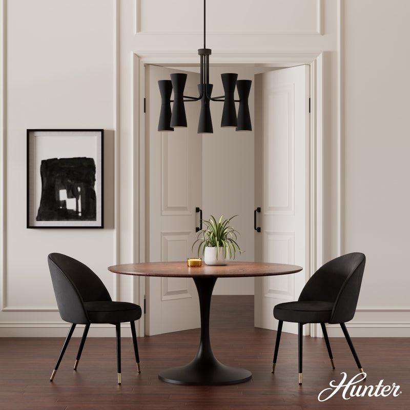 Hunter Zola Flat Matte Black 10 Light Chandelier Ceiling Light Fixture - Jasmine Roth Collection