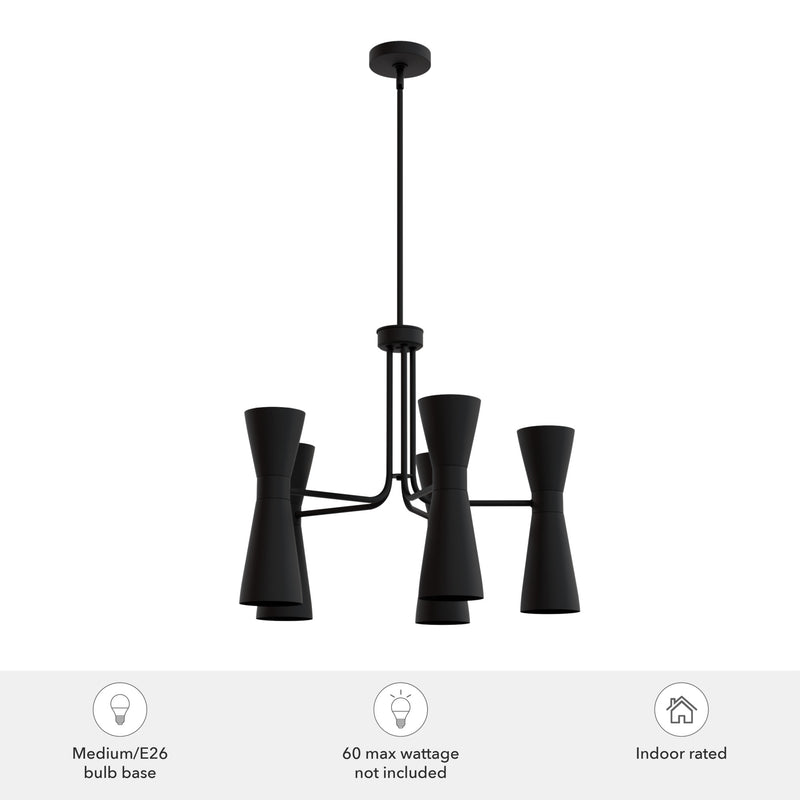 Hunter Zola Flat Matte Black 10 Light Chandelier Ceiling Light Fixture - Jasmine Roth Collection