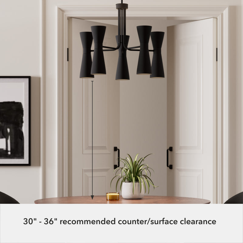 Hunter Zola Flat Matte Black 10 Light Chandelier Ceiling Light Fixture - Jasmine Roth Collection